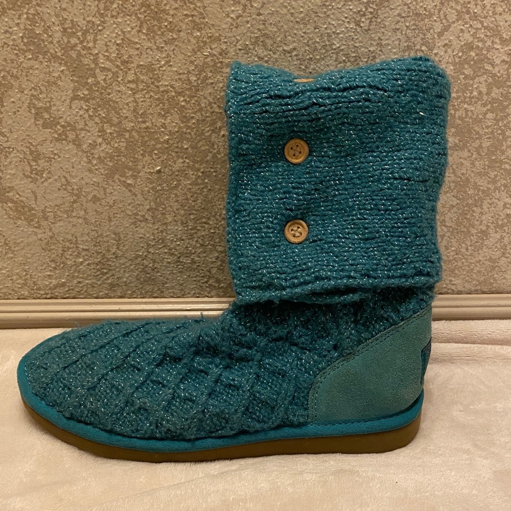 UGG Teal Blue Silver Sparkle Lattice Cardy 3066 - Picture 16 of 16